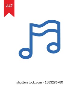 Music notes, song, sound icon, melody or tune flat vector icon for musical apps and websites - Vector
