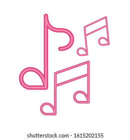 music notes sound neon light label vector illustration design