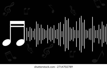 Notas musicais com fundo de frequência do equalizador de onda de som