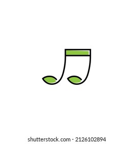 Music Notes and Soybean Seed Soil Sprout Plant Leaf Nature Logo design. vector art illustration