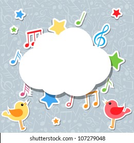 music notes with speech bubble vector
