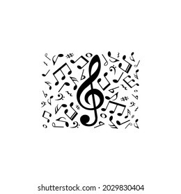 Music notes square shape, abstract musical element, vector illustration.