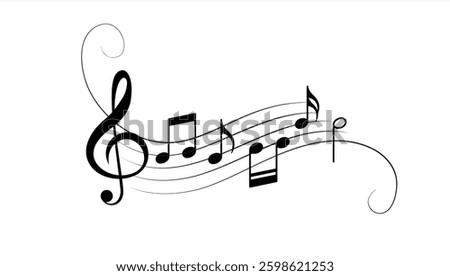 Music notes staff icons vector background, stock illustration.
