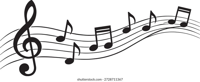 Notas musicales Staff Silhouette Vector