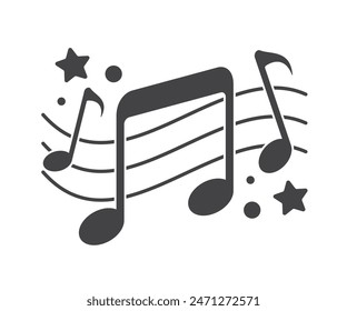 Music Notes with Stars Icon Vector 