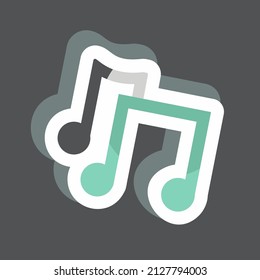 Music Notes Sticker in trendy isolated on black background