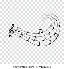 Music notes swirl, music design element, vector illustration.