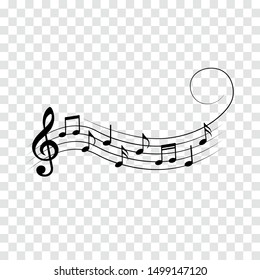 Music notes with swirl, vector illustration.