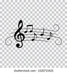 Music notes with swirls, musical design, vector illustration.