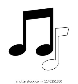 Music notes symbol in black and white