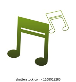 Music notes symbol green lines