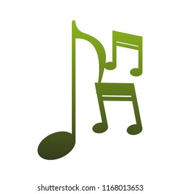 Music notes symbol green lines