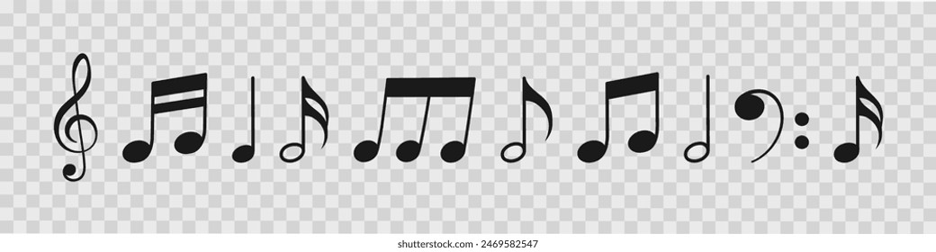 Music notes symbol. Set of music notes icon. Vector illustration.