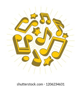Music notes. Music notes symbol vector illustration.
Hand drawn sketch musical concept logo.