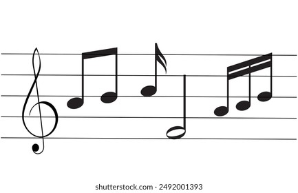 Music notes symbol vector illustration.Music notes icon set. Musical key symbols.