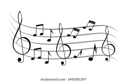 Music notes symbol vector illustration.Music notes icon set. Musical key symbols.