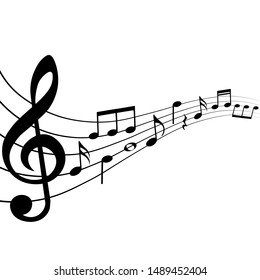 Music notes and symbols, music background, vector illustration.