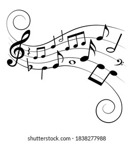 Music Notes Symbols Curves Swirls On Stock Vector (Royalty Free ...