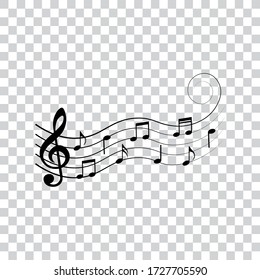 Music notes, symbols, design elements, vector illustration.