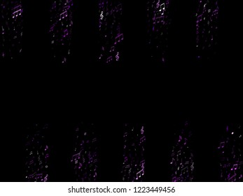 Music notes symbols flying vector illustration. Notation melody record clip art. Doodle music studio background. Purple violet melody sound notes icons.