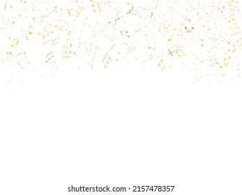 Music notes symbols flying vector background. Notation melody record signs. Rock music studio background. Gold metallic melody sound notation.