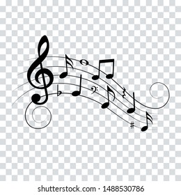 Music notes and symbols for musical design, vector illustration.