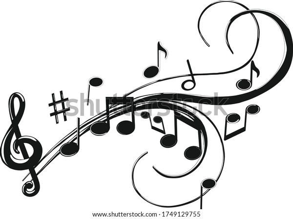 Music Notes Symbols On Wavy Lines Stock Vector (Royalty Free ...