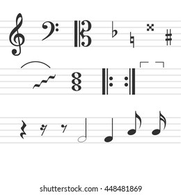 Music notes and symbols. Vector