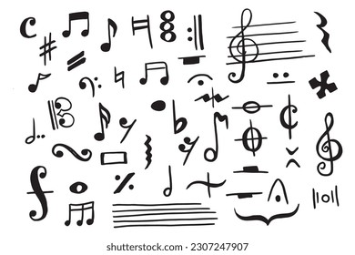 Notas musicales y símbolos ilustración de vector