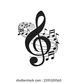 Music notes templates, clefs and musical notes warped into the distance.