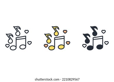 Music notes thin line icons. Vector illustration isolated on white. Editable stroke.