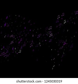 Music notes, treble clef, flat and sharp symbols flying vector illustration. Notation melody record classic clip art. Bass guitar play background. Purple violet musical note.