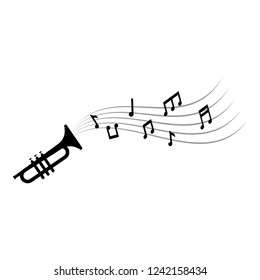Music notes and trumpet graphic design template vector illustration
