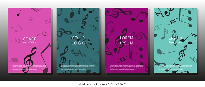 Music notes vector background. Art music, book, poster, abstract, ottoman motifs, element. Mensural musical notation. live music concept.