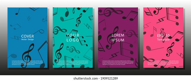 Music notes vector background. Vector illustration.  Mensural musical notation. live music concept.