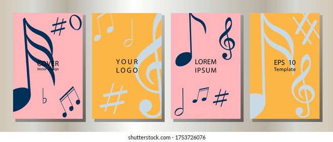 Music notes vector background. Vector music note background design. Music album cover. live music concept.