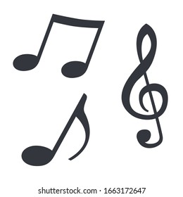 Music Notes. Vector Black Silhouette Icon.