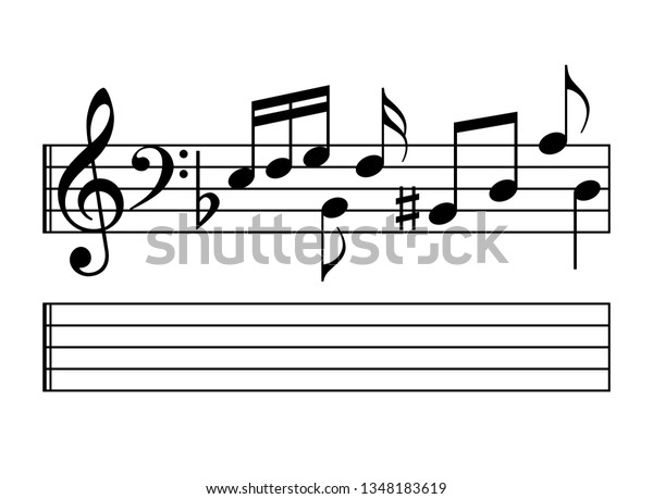 Music\
notes vector cartoon isolated on white\
background