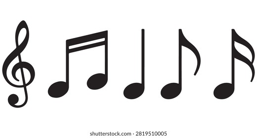 Music notes vector collection with treble clef and musical notation symbols perfect for audio branding concerts education entertainment applications logos and commercial graphic design projects