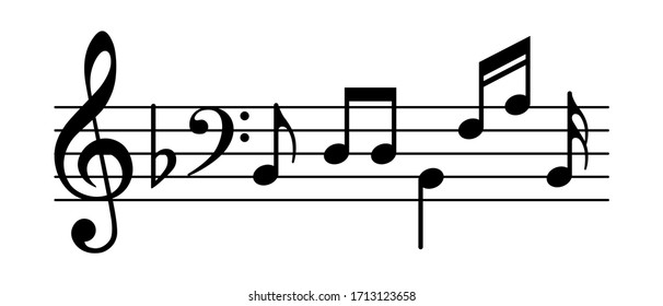 Music notes vector icon illustration isolated on white background.