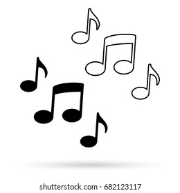 Music notes vector icon isolated on white background.