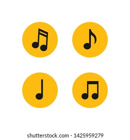 Music notes vector icon set. Sound, song and tune symbols collection.