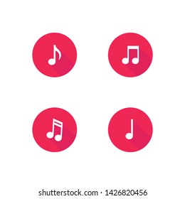 Music notes vector icon set. Sound, song and tune symbols collection.