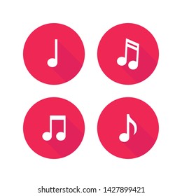 Music notes vector icon set. Sound, song and tune symbols collection.