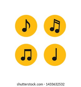 Music notes vector icon set. Sound, song and tune symbols collection.