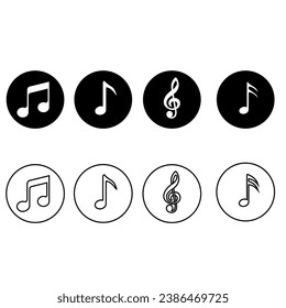 Music notes vector icon set. Note illustration sign collection. Music symbol or logo.