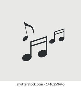 Music notes vector icon solid grey