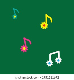 Music notes vector illustration. Flower style