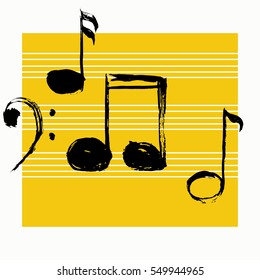 Music notes. Vector illustration, grunge style,hand drawn