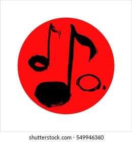 Music notes. Vector illustration, grunge style,hand drawn